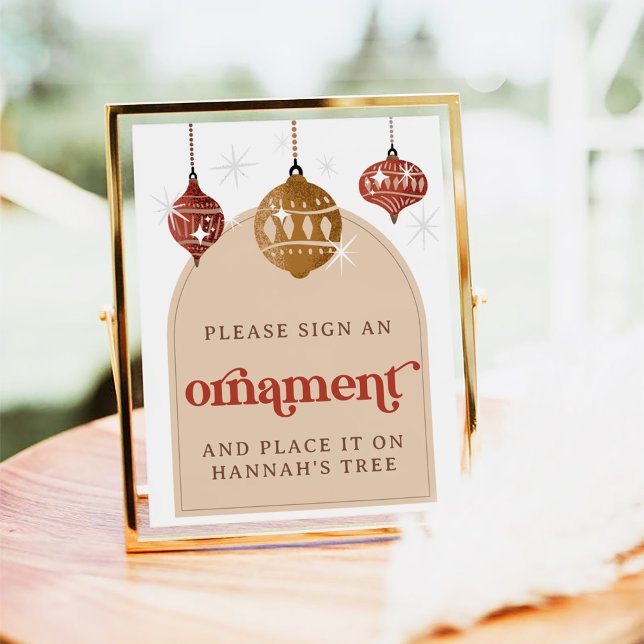 Poster Assinar um Ornamento Retro Bauble Christmas Bridal (Criador carregado)