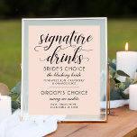 Poster Assinatura Bebe Casamento Negro Blush Moderno<br><div class="desc">O símbolo poster de casamento rosa-rosa moderno e pincelado Signature Drinks apresenta um design tipográfico preto-na moda com realces de escrita de caligrafia e texto personalizado elegante que pode ser personalizado com a noiva e a escolha do noivo de bebidas personalizadas e ingredientes listados.</div>
