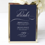 Poster Assinatura Bebe Símbolo de Casamento Azul Elegante<br><div class="desc">Assinatura Bebe Símbolo de Casamento Azul Elegante Marinho</div>