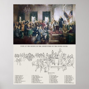 Pôster Assinatura da constituição com as pessoas