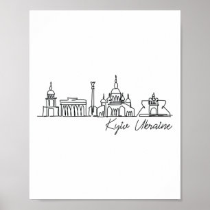 Poster Assinatura da Silhueta da Cidade de Kiev - Lembran
