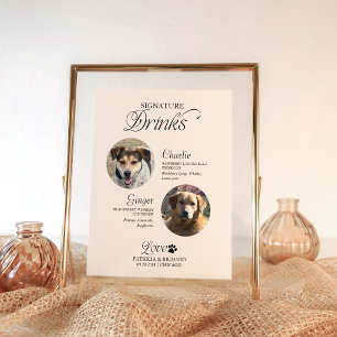Poster Assinatura de Bebidas de Fotos de Animais de Estim