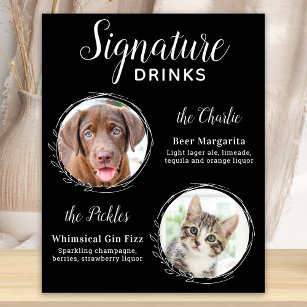 Poster Assinatura de Cão Bebe Bar de Casamento de Pet Pre