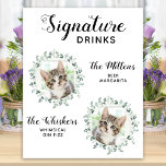 Poster Assinatura de Casamento Cat Bebe Foto Personalizad<br><div class="desc">Signature Drinks de seus animais de estimação! Inclua seu melhor cachorro, melhor gato e qualquer animal de estimação no seu casamento com seu próprio bar de bebida para seus hóspedes. Perfeito para amantes de cães, e um bar especial de cães será um sucesso no seu casamento. Branca simples, mas elegante,...</div>
