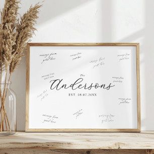 Poster Assinatura de Convidado de Casamento Moderno e Ele