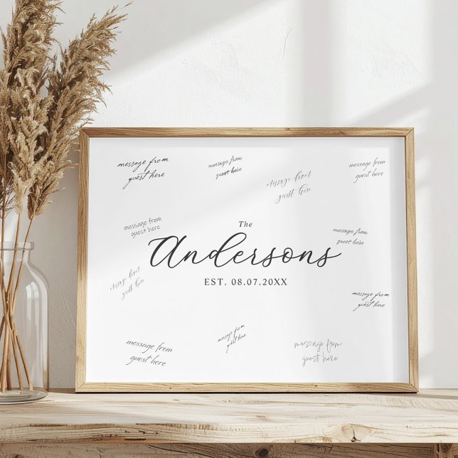 Poster Assinatura de Convidado de Casamento Moderno e Ele (Criador carregado)