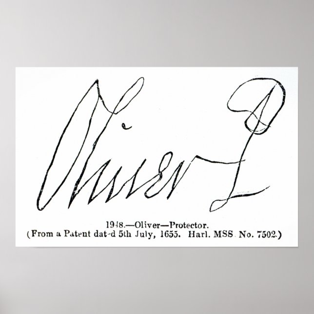 Pôster Assinatura de Oliver Cromwell Lord Protetor (Frente)