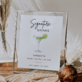 Poster Assinatura Minimalista Menu Cocktail Drink Bar Sin