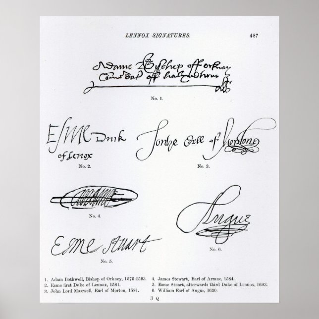 Pôster Assinaturas dos séculos XVI e XVII (Frente)