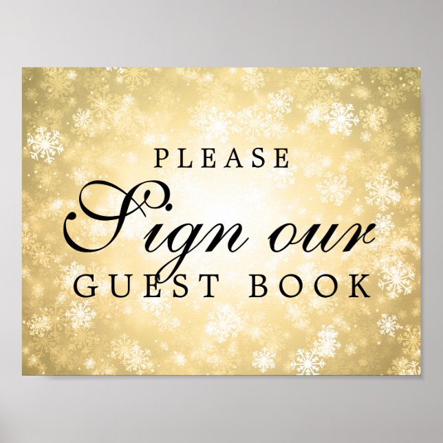 Poster Assine Nosso Casamento Guestbook Winter Wonderland (Frente)