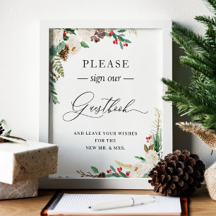 Poster Assine Nosso Livro-Guestbook - Berries Florais De