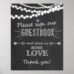 Poster Assine nosso quadro de giz para convidados do casa