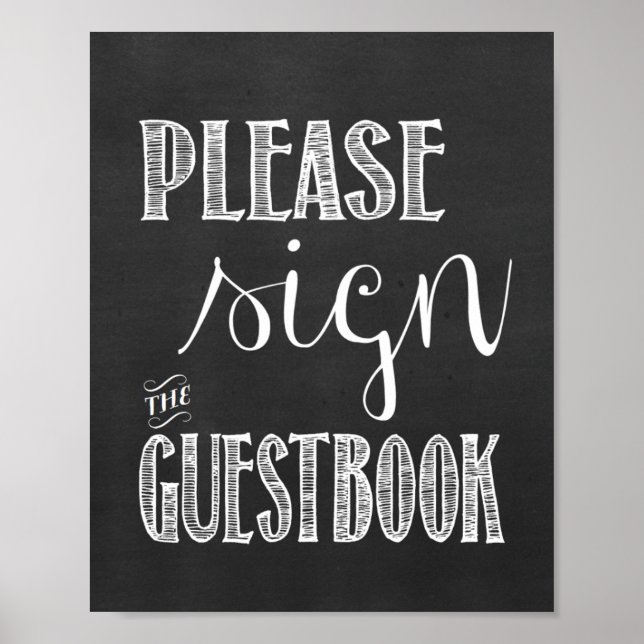 Poster Assine o Sinal de Quadro de Casamento de Guestbook (Frente)