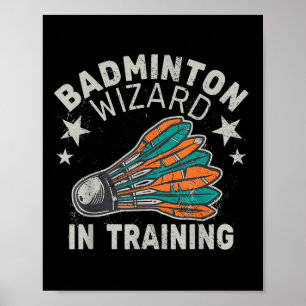 Poster Assistente de mágico de badminton em treino esport