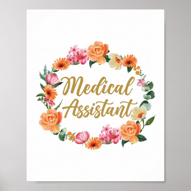 Poster Assistente médico Cma Assistente médico Floral (Frente)