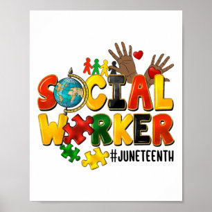 Poster Assistente Social Juneteenth 1865 Afro-Americano B