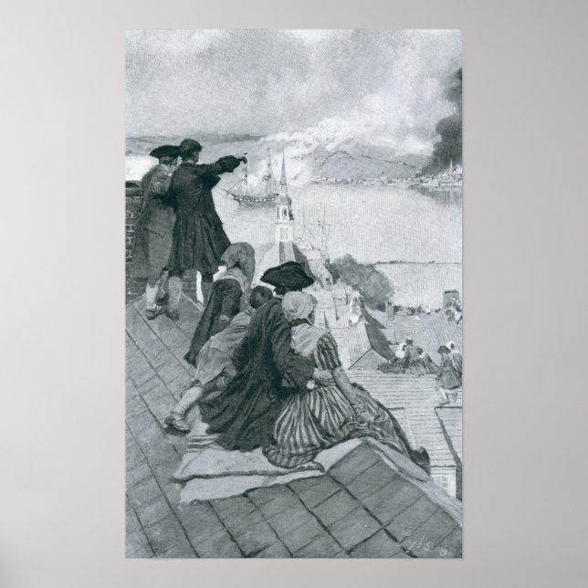 Pôster Assistindo à luta na ilustração Bunker Hill (Frente)