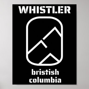 Poster Assobiador da Colúmbia Britânica Canadá esquiando 