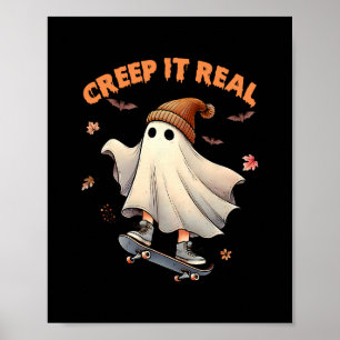 Poster Assombreça-se Skate Fantasma Retro Halloween
