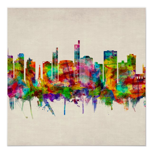 Pôster Assunção Paraguai Skyline (Frente)