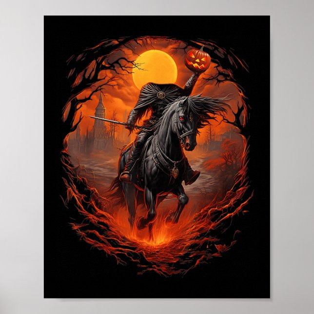 Poster Assustador Abóbora-Cabeça Halloween (Frente)