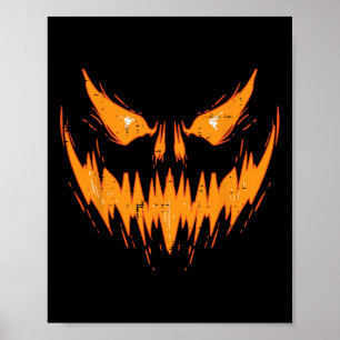 Poster Assustador Jack O Lanterna Face Pumpkin Halloween
