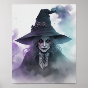 Poster Assustador Realista Bruxa Nascendo no Dia das Brux