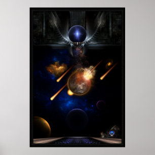 Poster Asteroide Apocalypse Fractal Art Spacescape