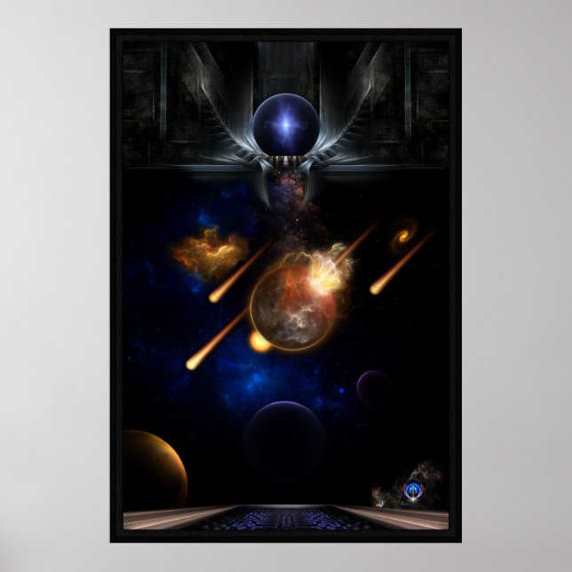 Poster Asteroide Apocalypse Fractal Art Spacescape (Frente)