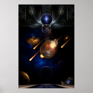 Poster Asteroide Apocalypse Fractal Art Spacescape