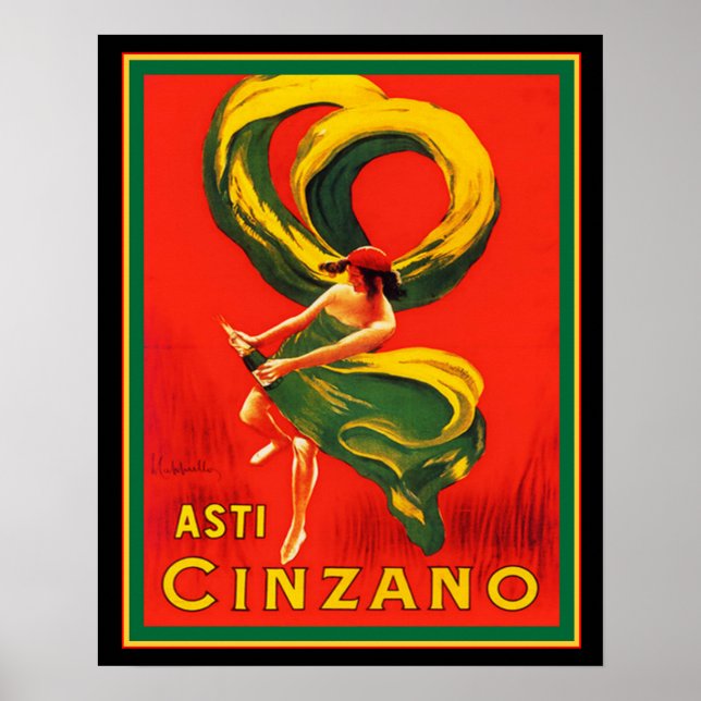 Poster Asti Cinzano por Cappiello 16 x 20 (Frente)