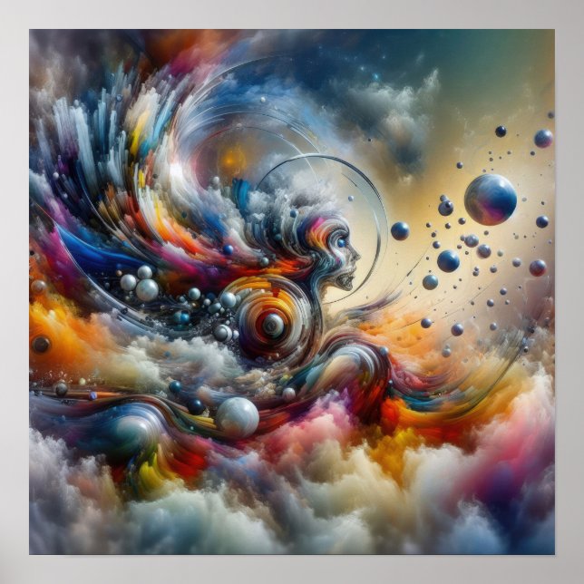 Poster Astral Dance - Abstrato mulher - Arte Surreal (Frente)