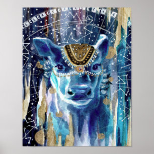 Poster Astral Moon Cow Mandala presente para o amante da
