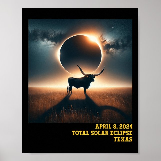 Poster Astro Comemorativo de 2024 Eclipse Solar Total do  (Frente)