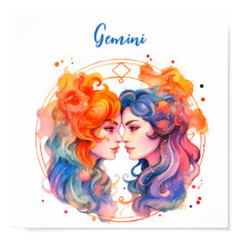 Astrologia zodiac de Gemini em aquarela