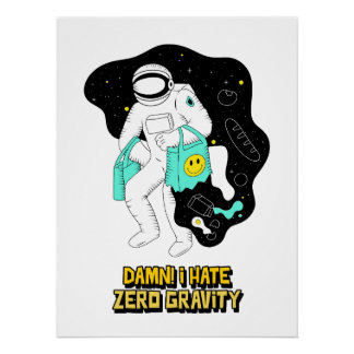 Pôster Astronaut Cartoon | Retro Space Wall Art Print