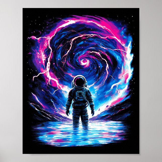 Poster Astronaut Cosmic Outer Space Galaxy Science  (Frente)