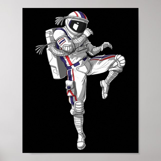 Poster Astronaut Muay Thai Boxe Caratê Kickboxing Marti (Frente)