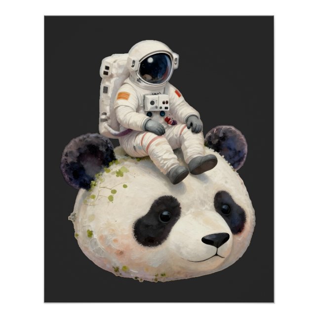 Pôster Astronaut on a Space Panda Surreal Weird and Fun (Frente)