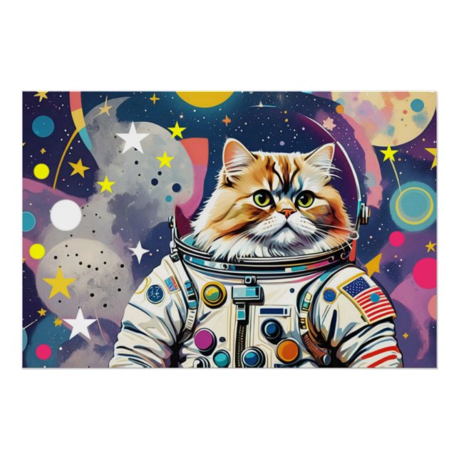 PÔSTER ASTRONAUT PERSIAN CAT 3 (Frente)