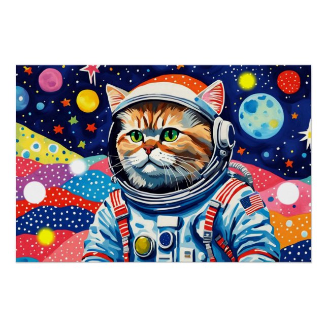 PÔSTER ASTRONAUT PERSIAN CAT 4 (Frente)