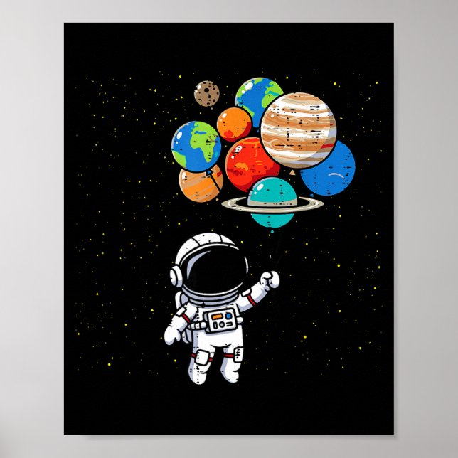 Poster Astronaut Planet Balloons Cute Space Galaxy Boys G (Frente)