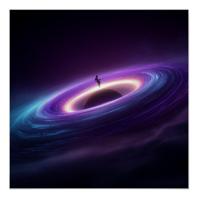Pôster Astronaut Silhouette on Black Hole Accretion Disk  (Frente)