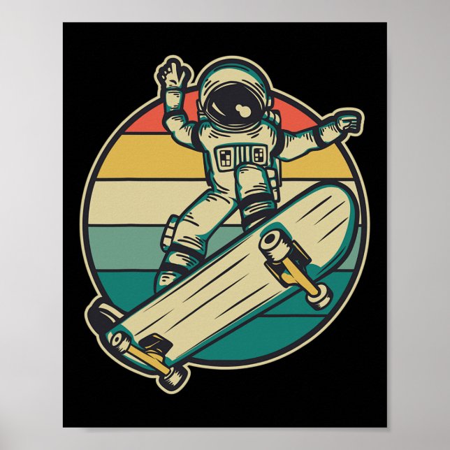 Poster Astronaut Skateboarding Skateboard  (Frente)