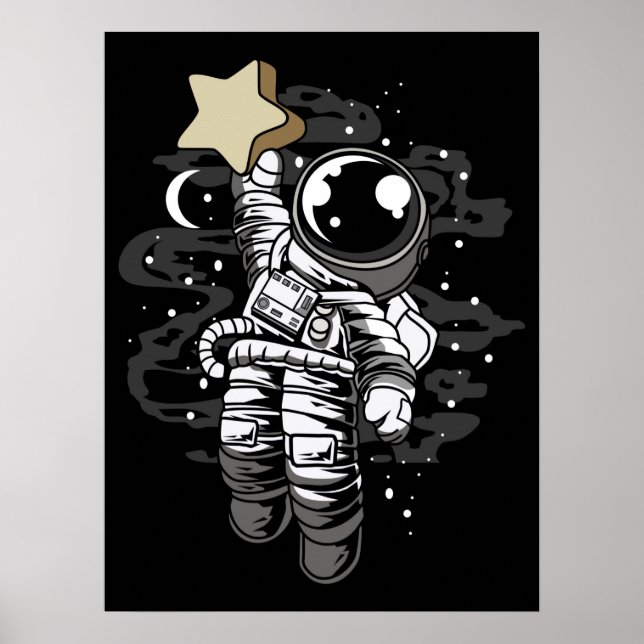 Poster Astronauta Alcançando a Estrela (Frente)