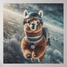 Astronauta Alpaca no Espaço Animal Surrealista