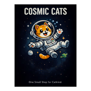 Pôster Astronauta Archie - Gatos Cósmicos