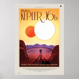 Pôster Astronauta Binário do Sistema Star no Exoplanetári