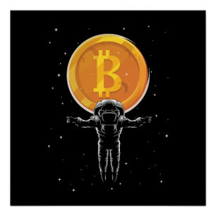 Pôster Astronauta Bitmoeda à Lua - Bitmoney Crypto