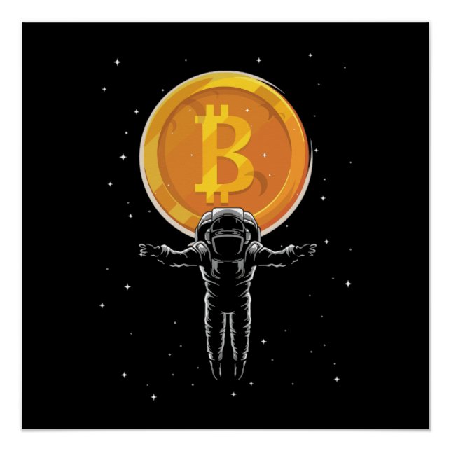 Pôster Astronauta Bitmoeda à Lua - Bitmoney Crypto (Frente)